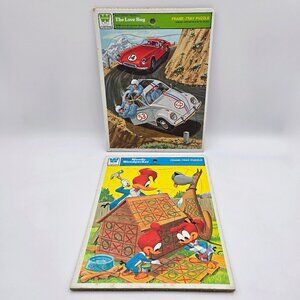 Frame-Tray Puzzles The Love Bug Herbie Woody Woodpecker Vintage Whitman Disney 1